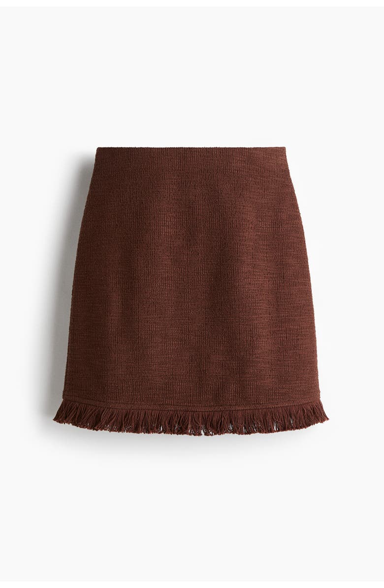 H&M Fringed Bouclé Skirt, Main, color, Brown