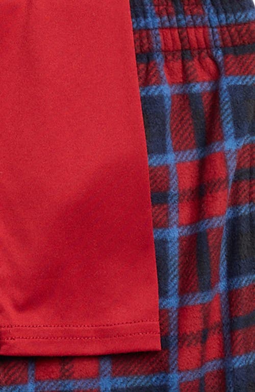 Nordstrom Kids' Long Sleeve Henley T-shirt & Fleece Pajama Pants Set In Red