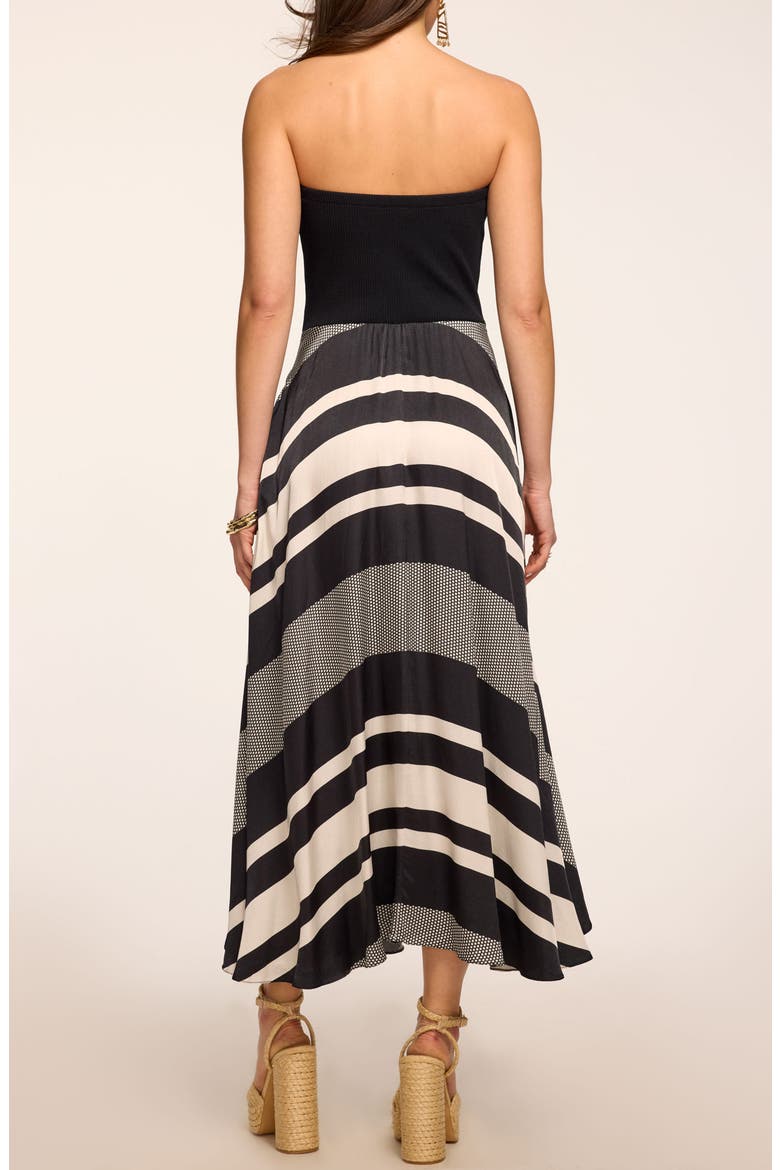 Oakley Mixed Media Strapless Dress, Alternate, color, BLACK STRIPE COMBO