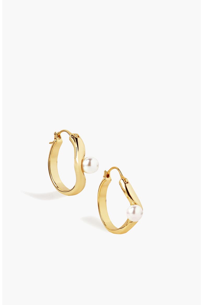 Twerti Pearl Hoop Earrings In Gold & Pearls, Alternate, color, Gold