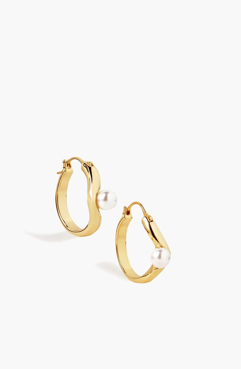 YOJ Twerti Pearl Hoop Earrings In Gold & Pearls, Alternate, color, Gold