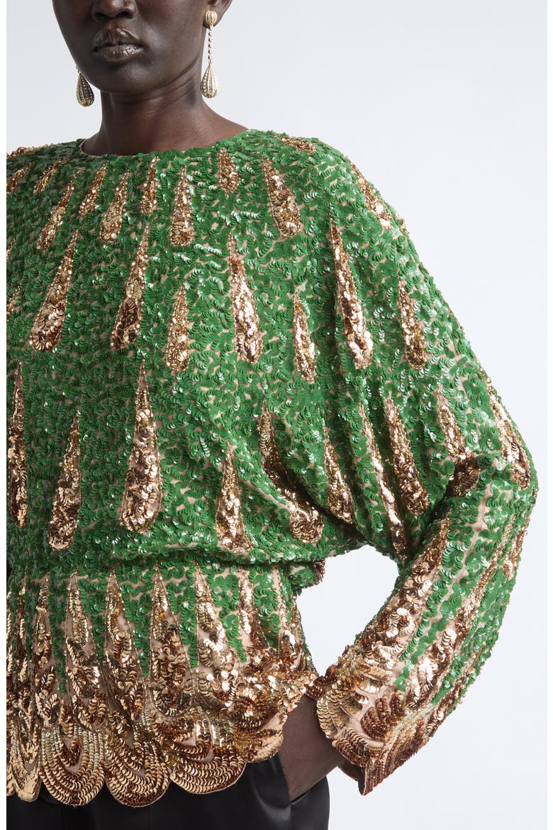 Sequin Silk Chiffon Top, Alternate, color, GREEN MULTI