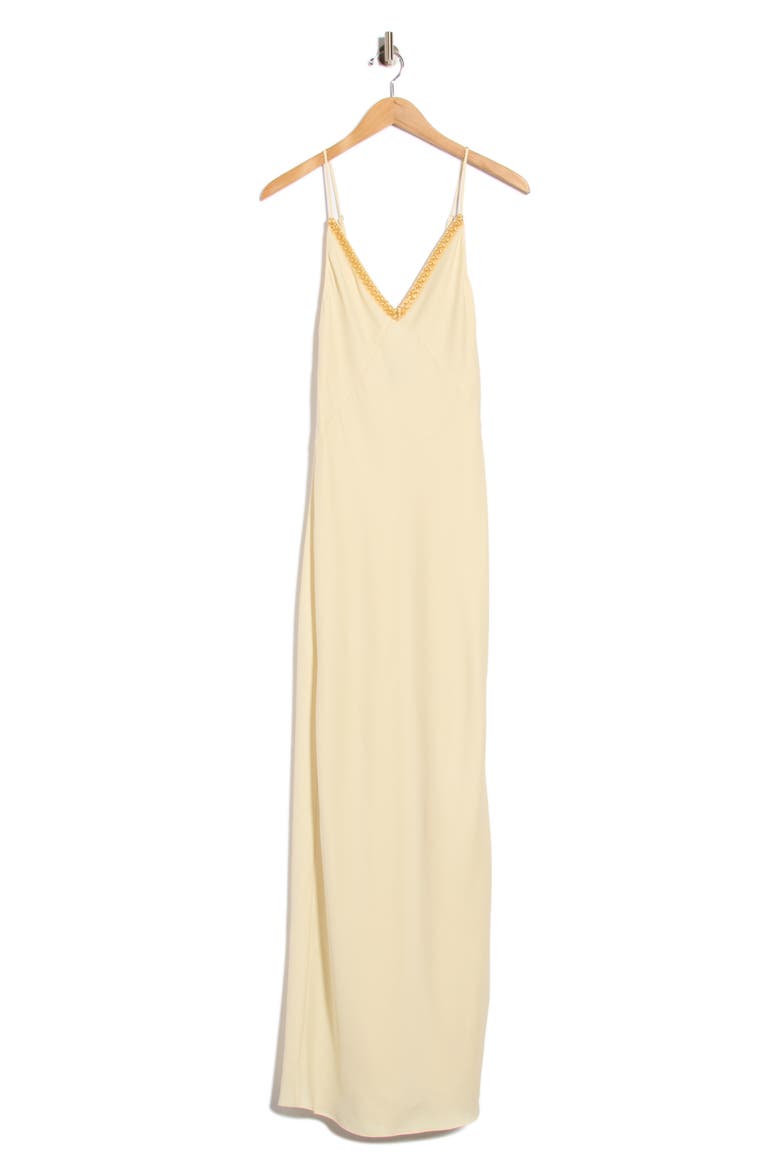 Rissa Embroidered V-Neck Slipdress, Alternate, color, PLYLW