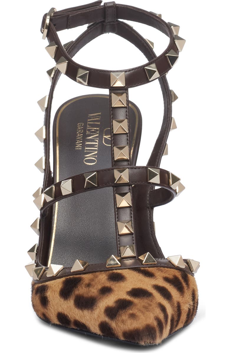 Valentino Garavani Rockstud Genuine Calf Hair Pointed Toe T-Strap Pump, Alternate, color,