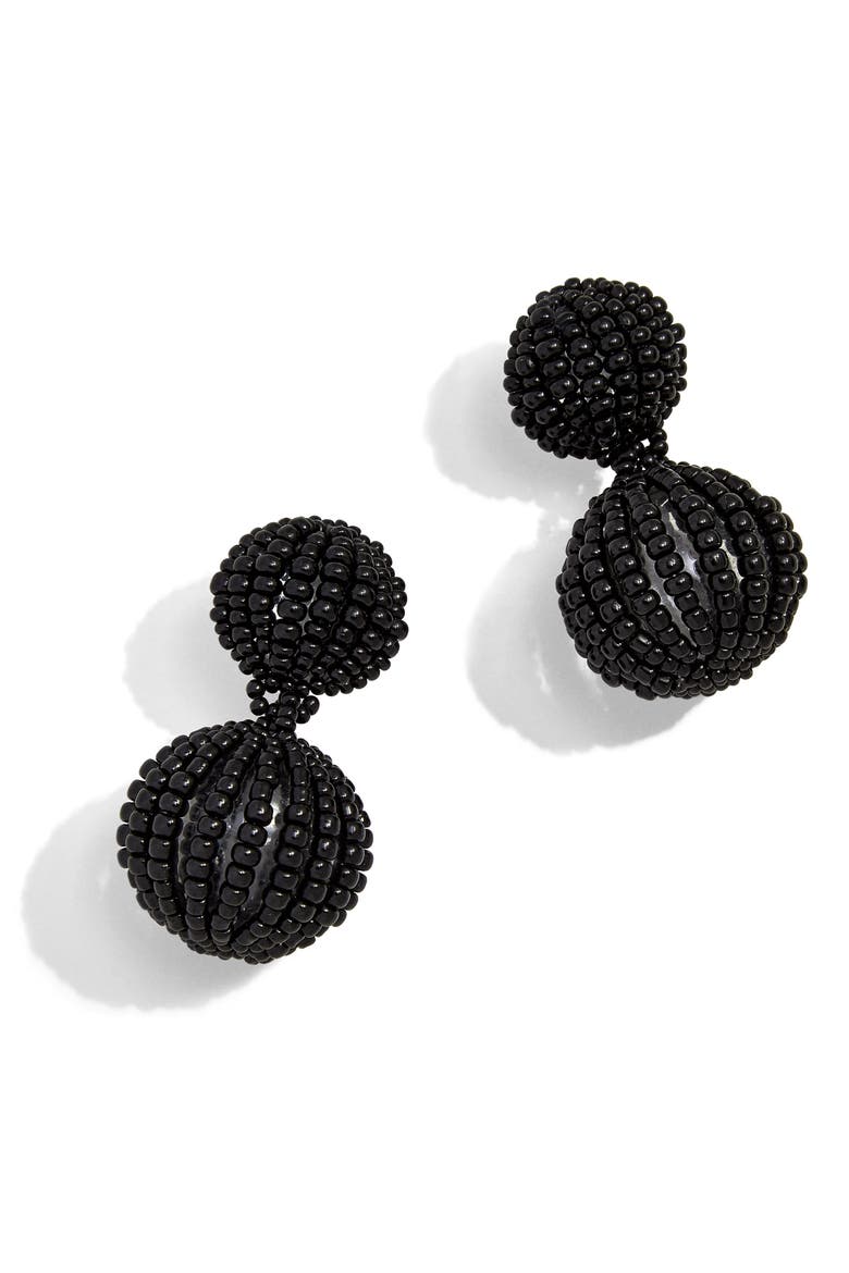 Beaded Statement Drop Earrings, Main, color, BLACK