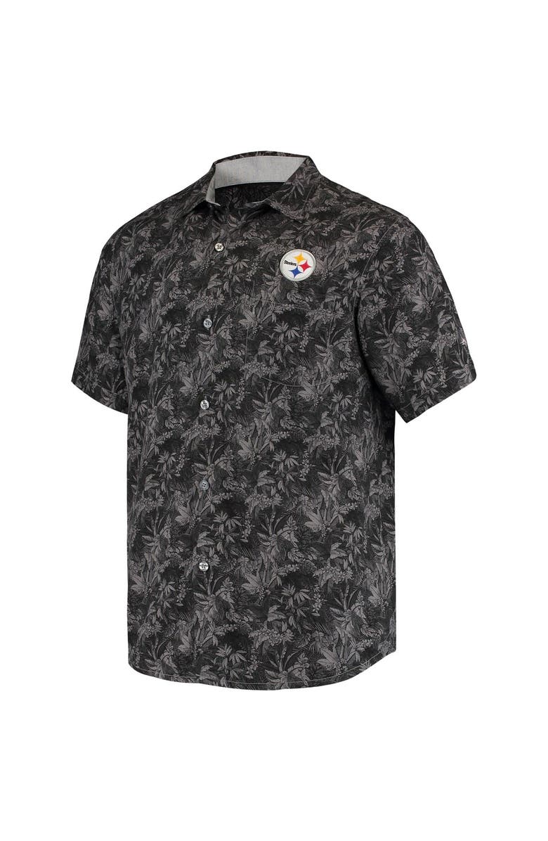 Tommy Bahama Men's Tommy Bahama Black Pittsburgh Steelers Sport Jungle Shade Camp Button-Down Shirt, Alternate, color,