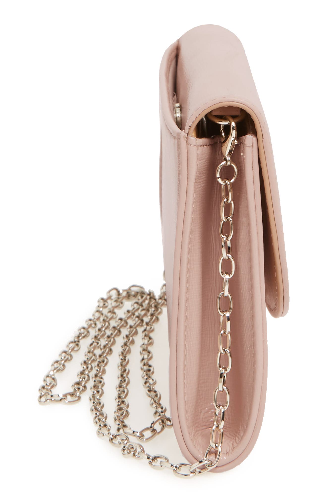 Leather Clutch, Alternate, color, PINK DUST