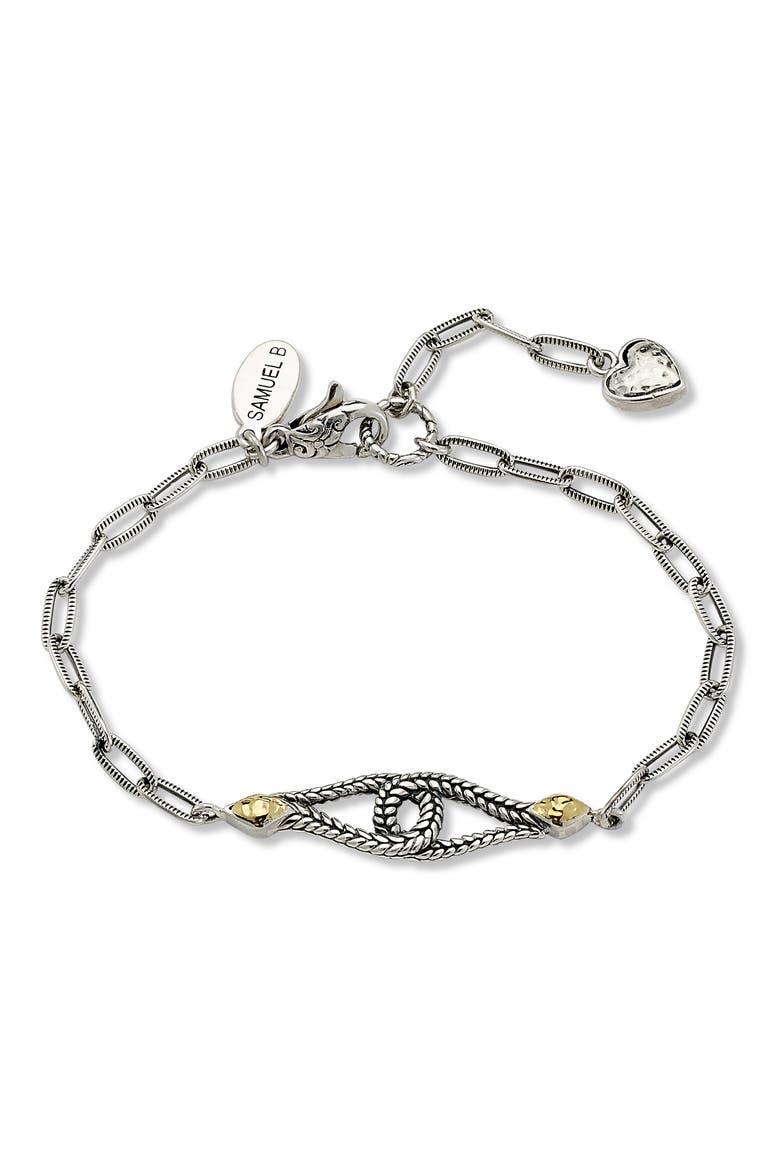 Stainless Steel 18k Gold Paperclip Loop Bracelet, Main, color, SILVER/ GOLD