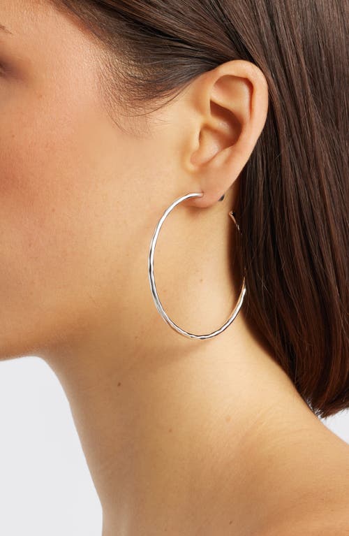 Nest Jewelry Skinny Hammered Hoop Earrings In Brown