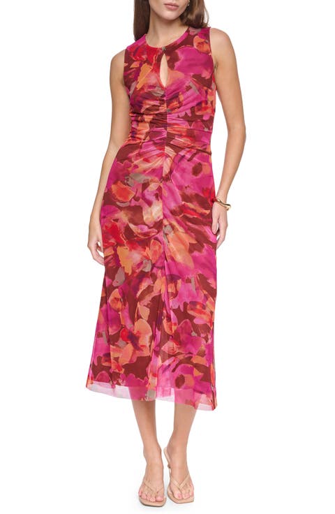 Sleeveless Mesh Keyhole Dress