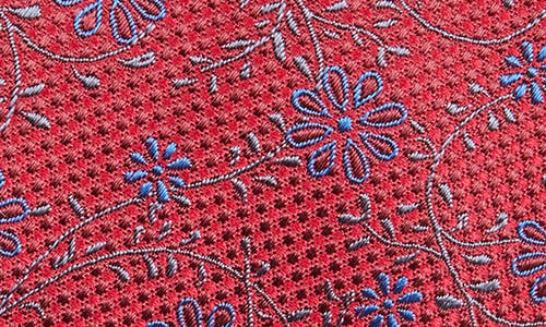 Duchamp Floral Silk Tie In Red