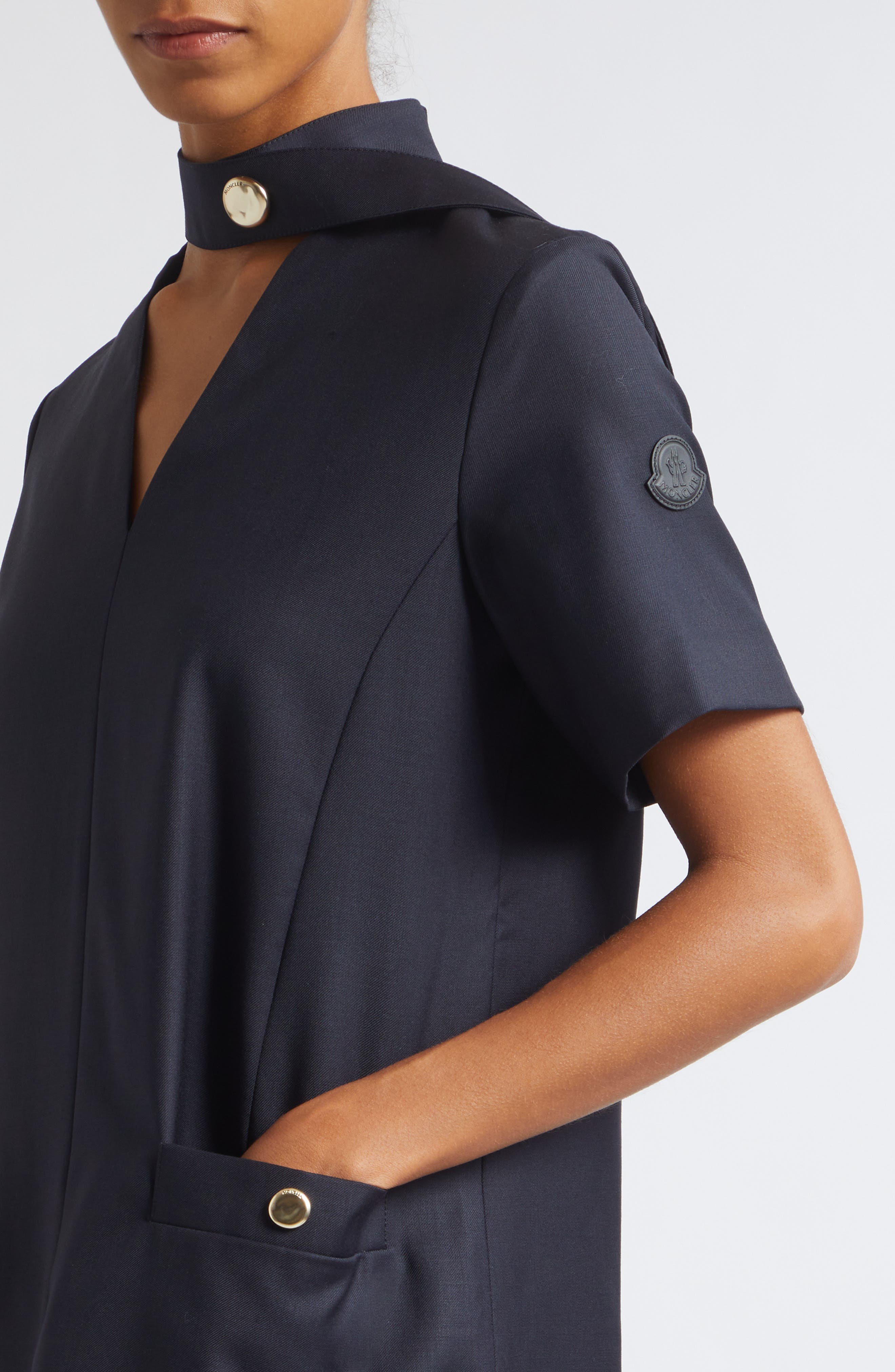 Moncler Wool Gabardine Scarf Neck Minidress (Women) | Nordstrom