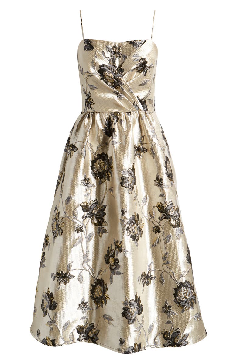 Julia Jordan Metallic Floral Brocade Cocktail Dress, Alternate, color, 