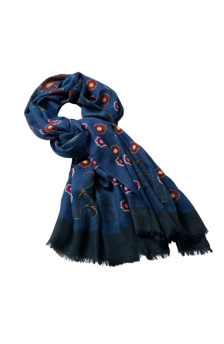 Robert Talbott Hackman Wool & Silk Scarf, Main, color, Navy