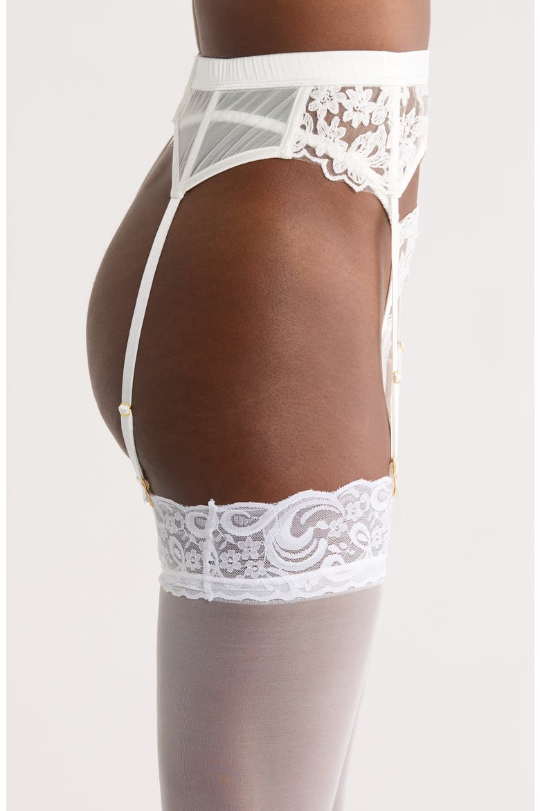 Embroidered Mesh Garter Belt, Alternate, color, WHITE