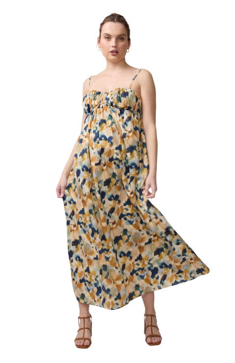 Printed Poplin Maxi Maternity Dress