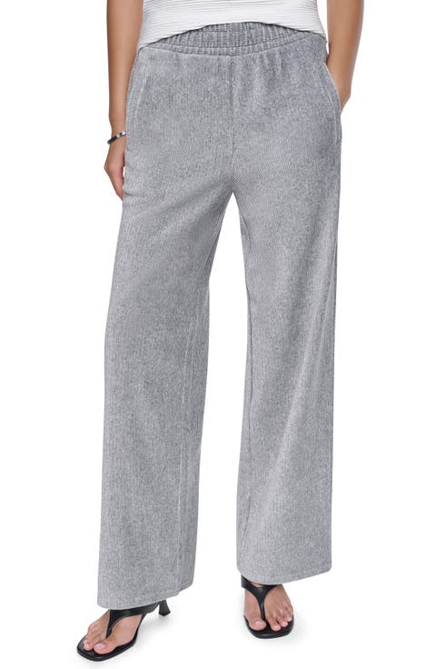Metallic Velvet Wide Leg Pants