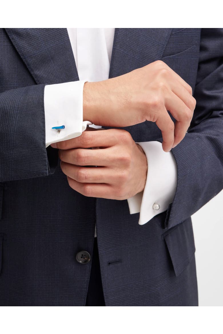 Golf Ball and Tee Sterling Cufflinks, Alternate, color, BLUE