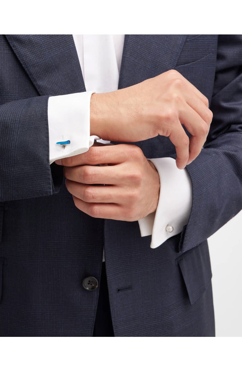 Jan Leslie Golf Ball and Tee Sterling Cufflinks, Alternate, color, Blue
