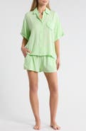 Betsey Johnson Heart Patch Cabana Button-Up Shirt & Shorts Cover-Up Set