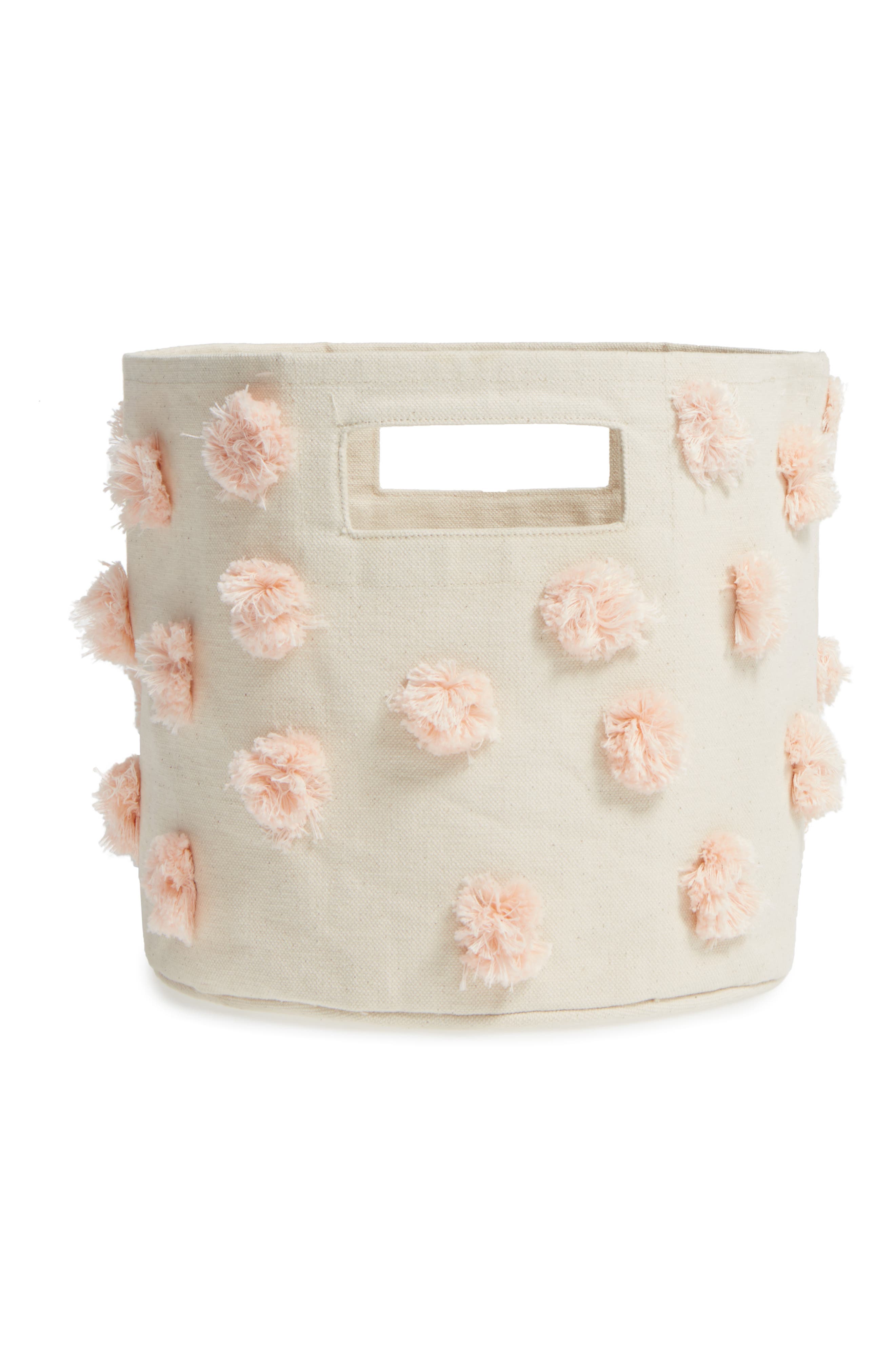 Pehr Pompom Canvas Basket Pint in Pink 