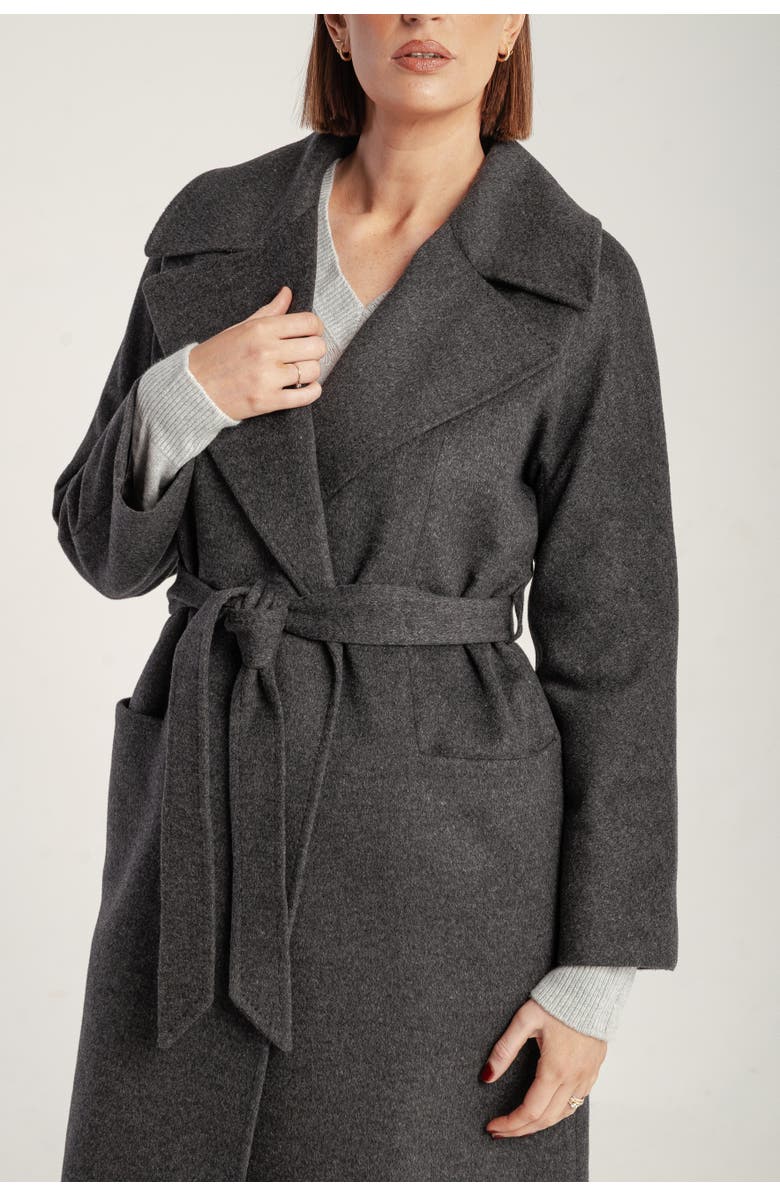 1982 Pure Cashmere Wrap Belted Midi Coat, Alternate, color, Charcaol