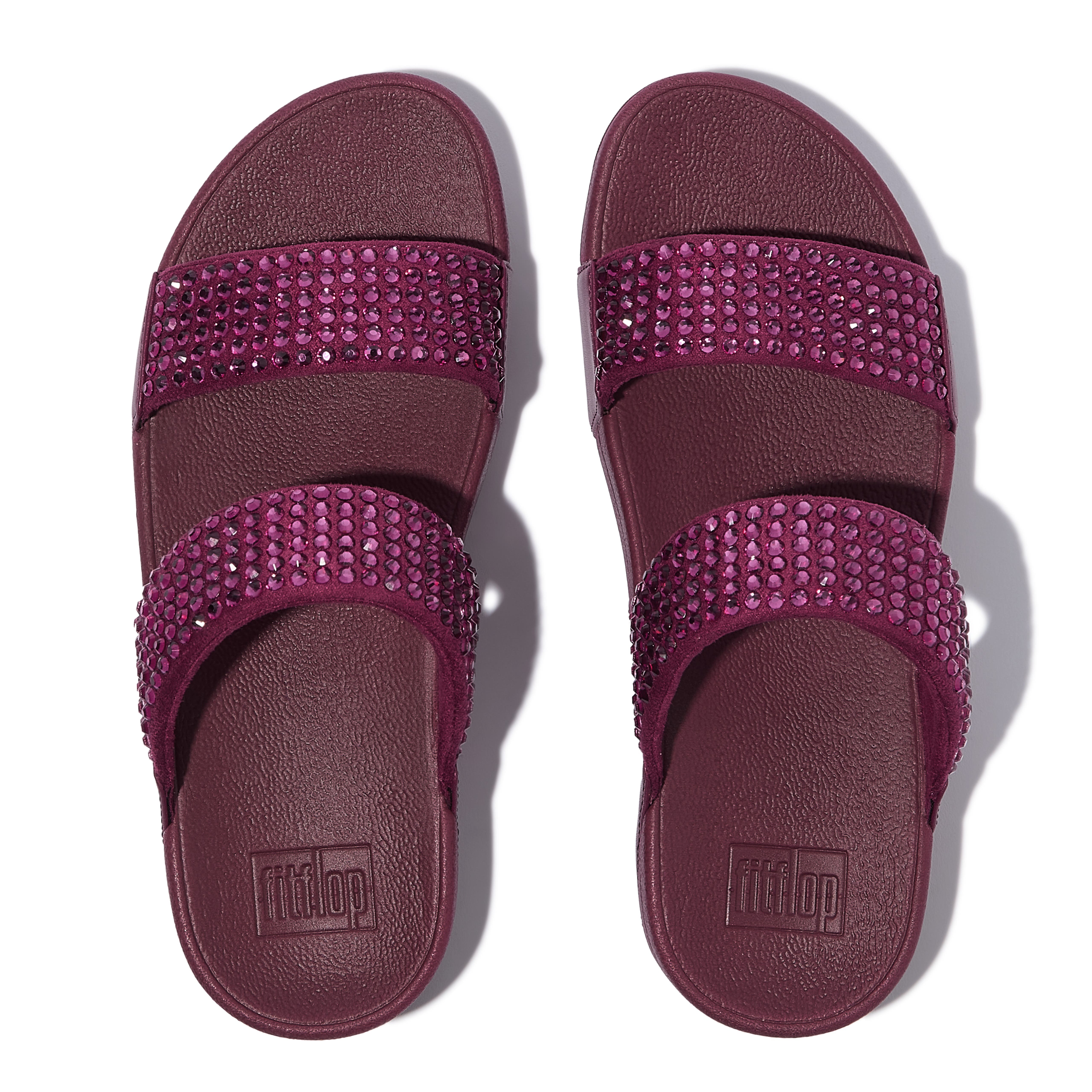 Lulu Maxi-crystal two-bar slides, Alternate, color, Ruby