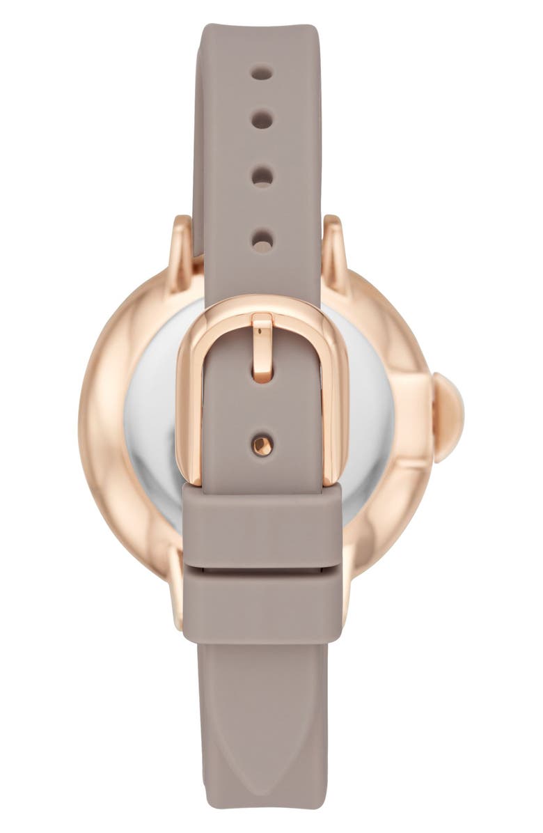 Kate Spade New York park row silicone strap watch, 34mm, Alternate, color, Grey/ Rose Gold
