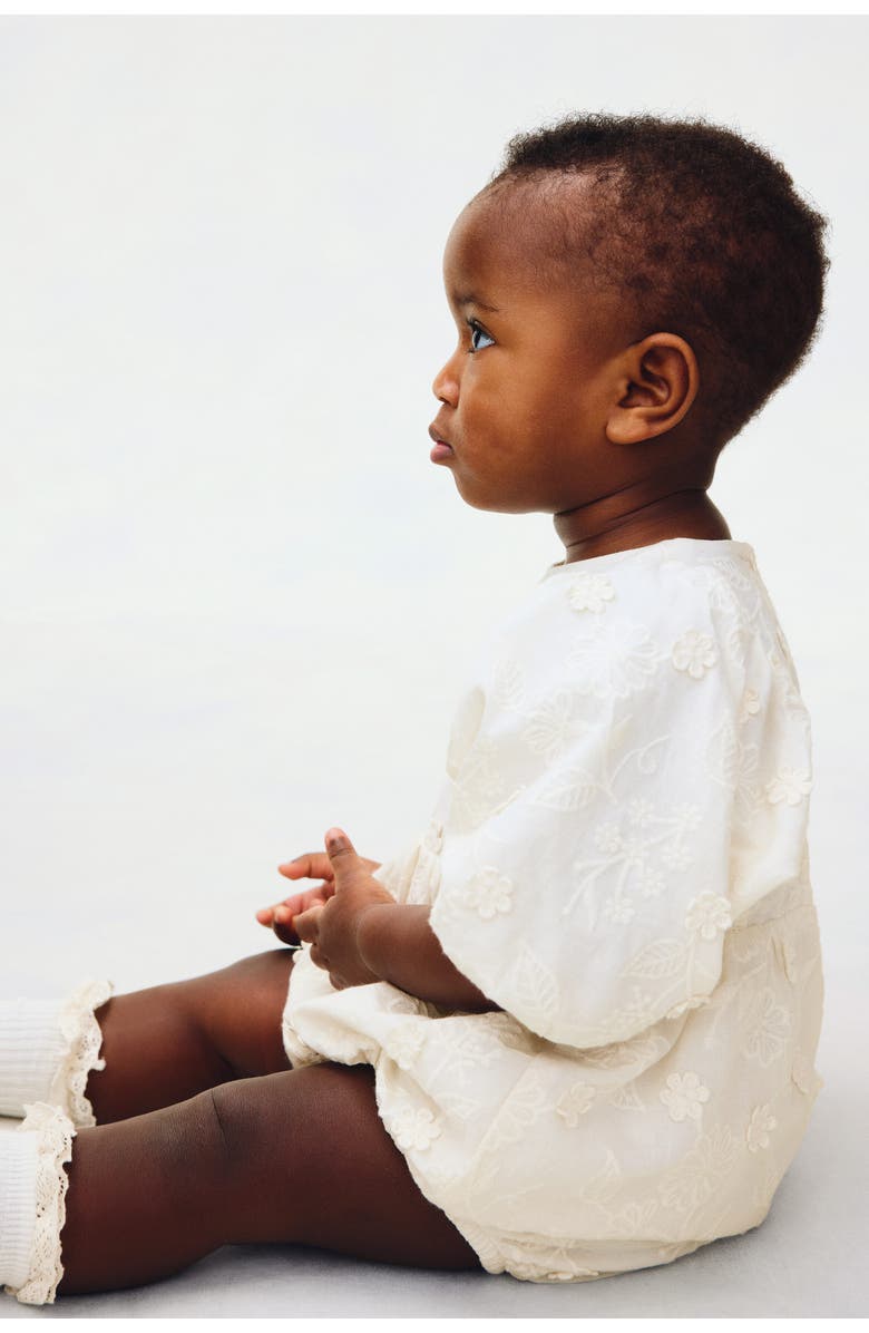 H&M Broderie Anglaise Romper Suit, Alternate, color, Cream