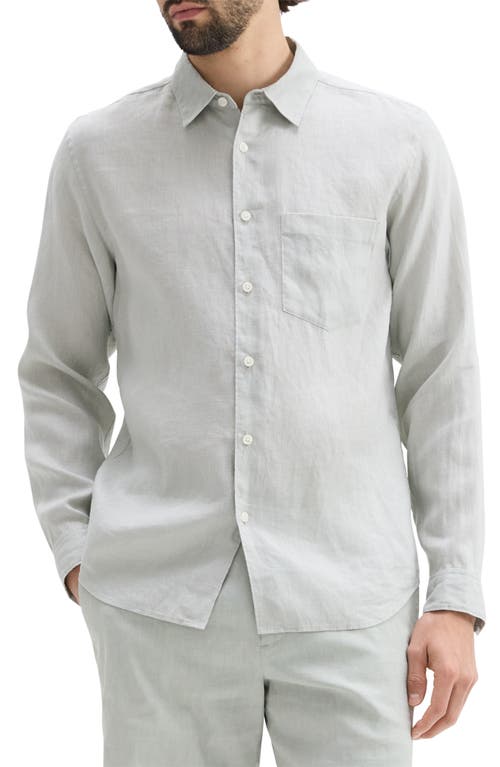 Theory Irving Solid Linen Button-up Shirt In Light Green