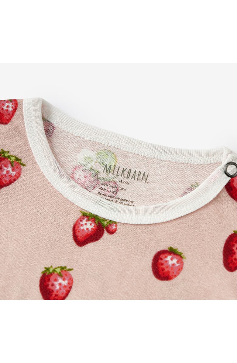 Milkbarn Organic Cotton Ruffle One Piece, Alternate, color, Strawberry