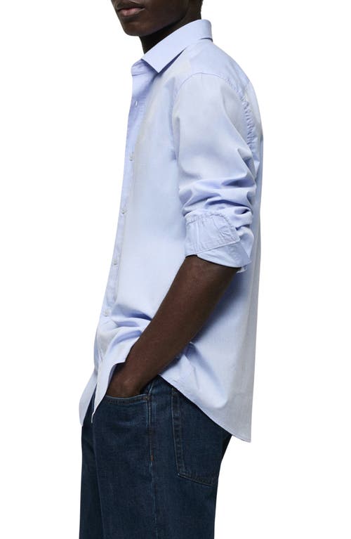 Mango Regular Fit Cotton Button-up Shirt In Blue