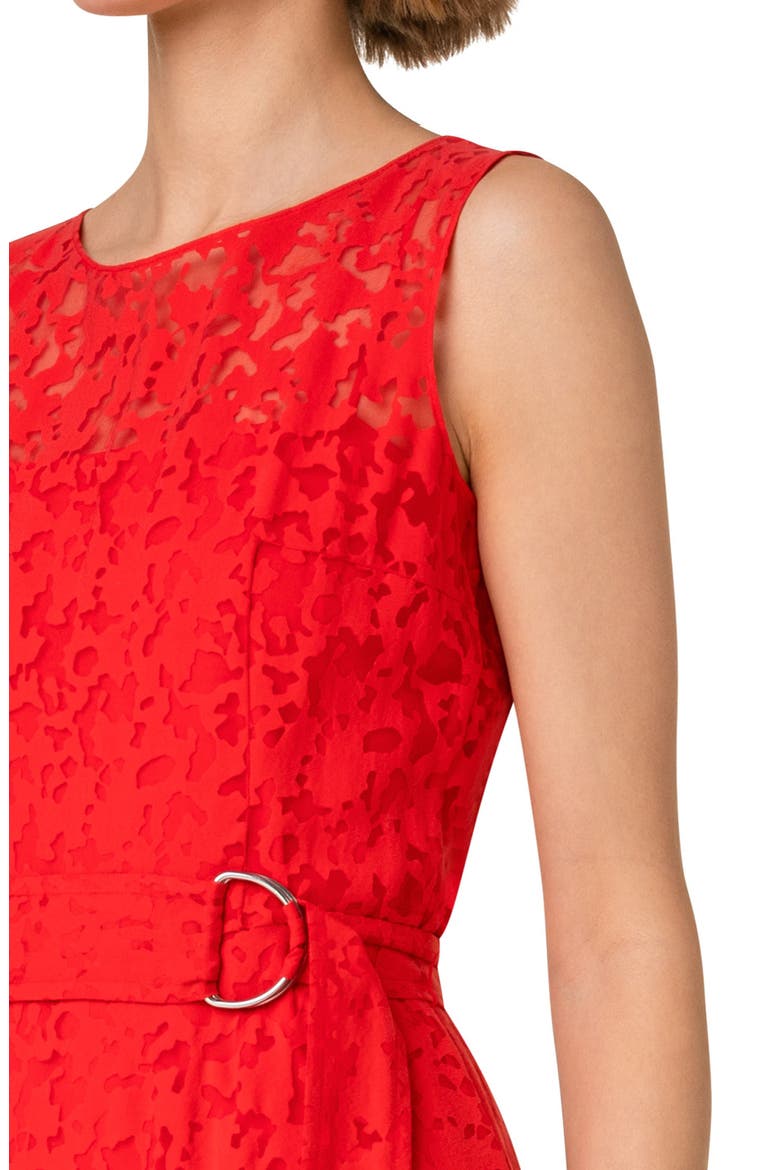 Sleeveless Lace Organza Dress, Alternate, color, RED