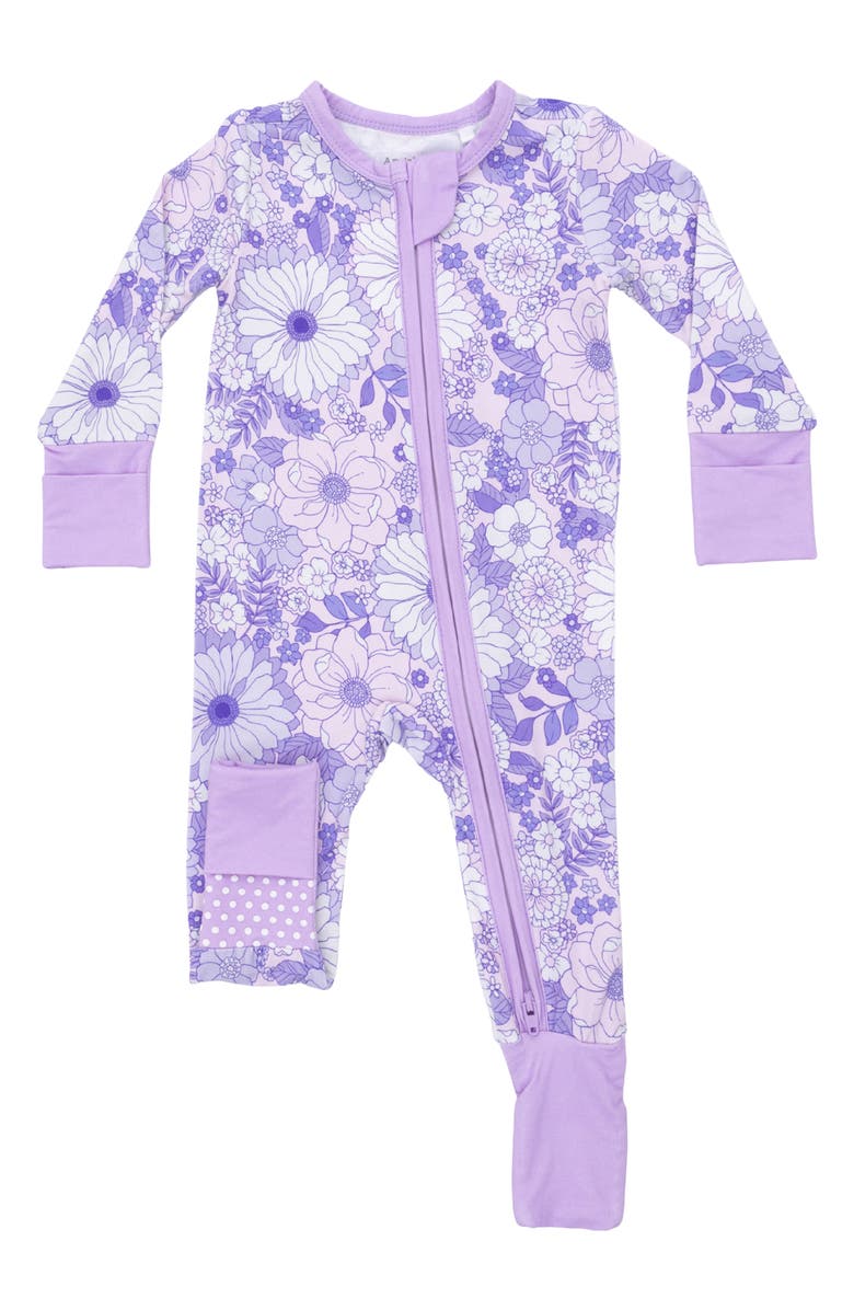 Angel Dear Lacy Lavender Floral Convertible Footie, Main, color,