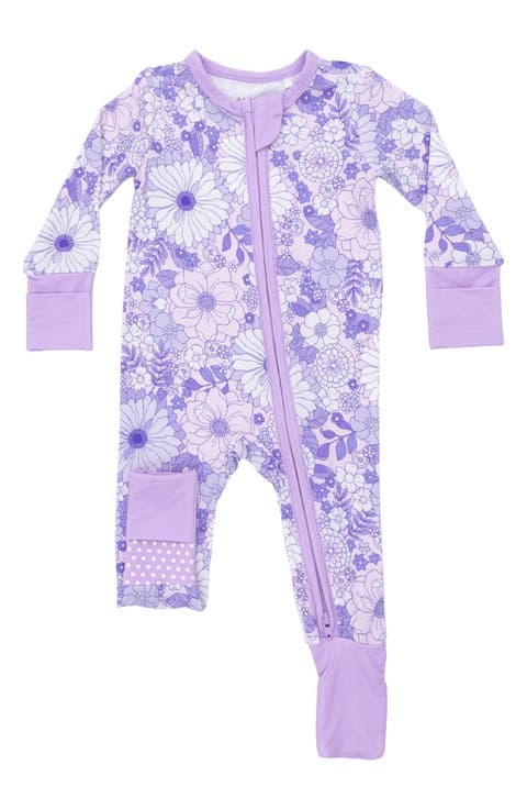 Lacy Lavender Floral Convertible Footie (Baby)