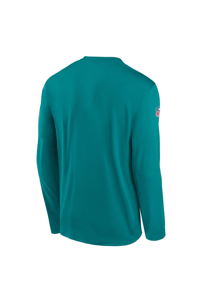 Men's Nike Aqua Miami Dolphins Legend Small Logo Performance Long Sleeve T-Shirt, Alternate, color, Aqua