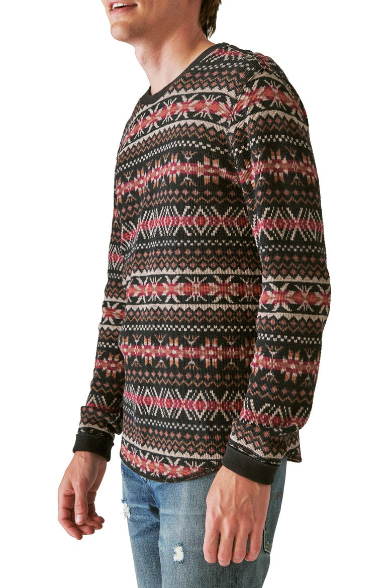 Geo Print Long Sleeve Thermal T-Shirt, Alternate, color, MULTI