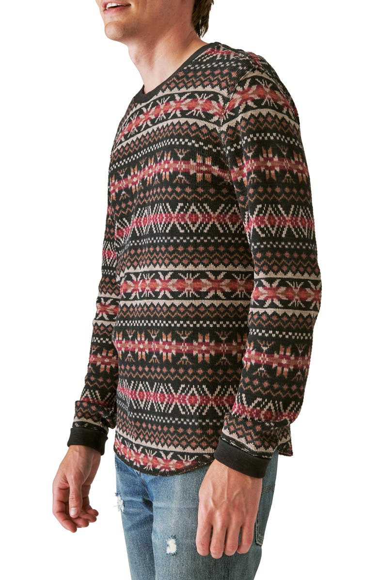 Lucky Brand Geo Print Long Sleeve Thermal T-Shirt, Alternate, color, 