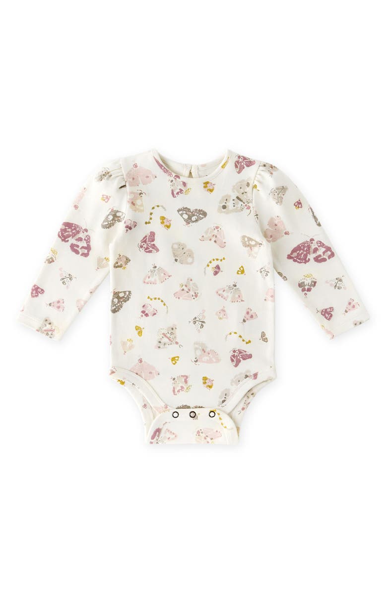 Pehr Print Long Sleeve Organic Cotton Bodysuit, Main, color, Daydreamer