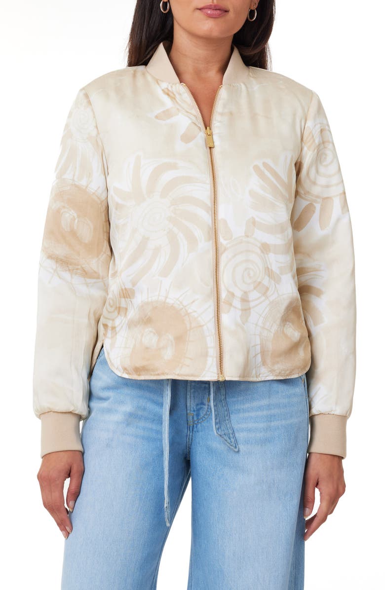 Scotch & Soda Reversible Quilted Bomber Jacket, Main, color, Soft Camel/ Abstract Sun Sand