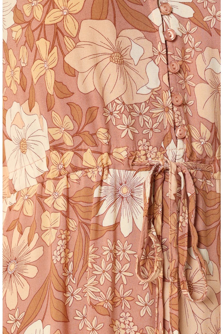 Kelda Floral Midi Dress, Alternate, color, TAN FLORAL