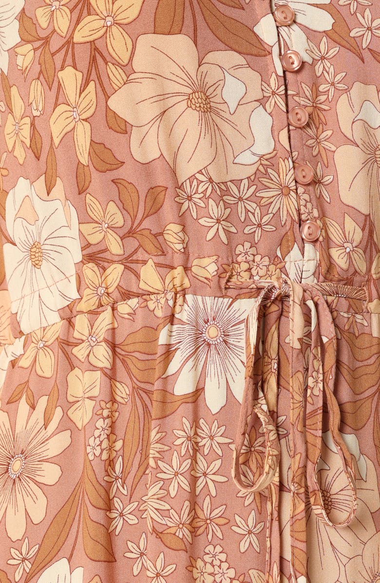 Petal & Pup Kelda Floral Midi Dress, Alternate, color, Tan Floral