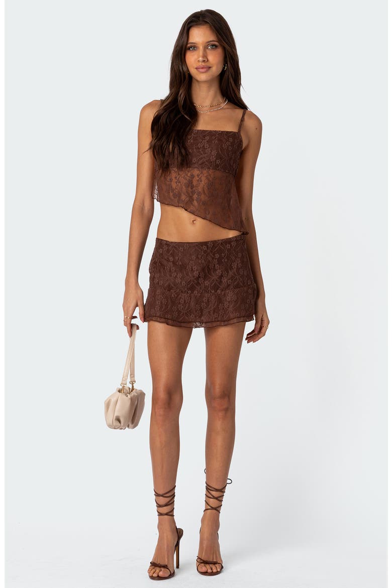 Lyra Open Back Lace Camisole, Alternate, color, BROWN