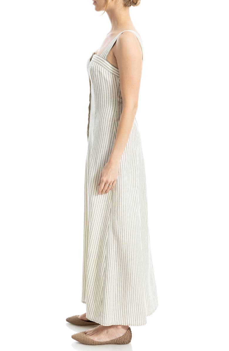 MAX STUDIO Stripe Wide Strap Button Front Maxi Dress, Alternate, color, Ivory/ Black