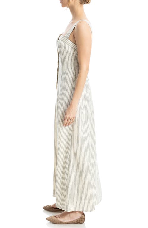 Max Studio Stripe Wide Strap Button Front Maxi Dress In Multi