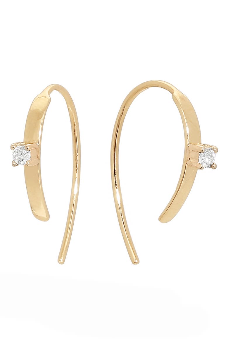 LANA 14K Gold Mini Flat Diamond Hoop Earrings, Main, color,
