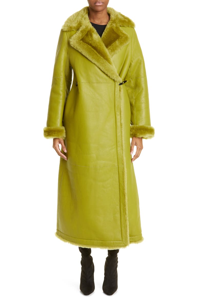 Mary Genuine Shearling Coat, Main, color, PEAR