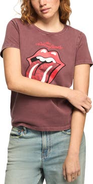 Lucky Brand Rolling Stones Lace Hot Lips Graphic T-Shirt