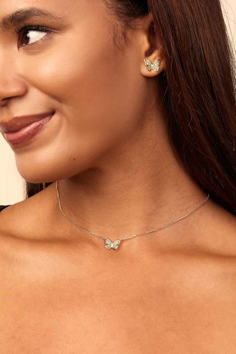 14K Yellow Gold Social Butterfly Pendant Necklace, Alternate, color, Yellow Gold