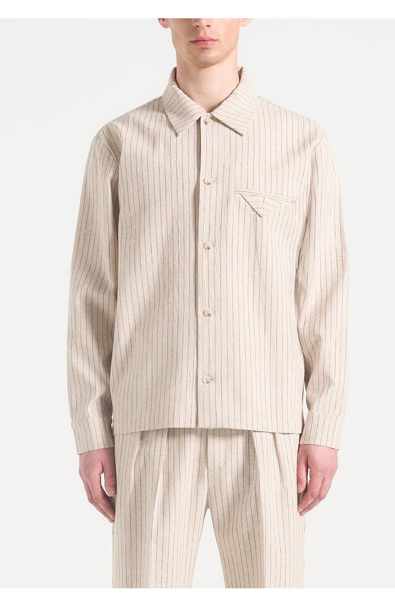 Manière De Voir Leo Pinstripe Overshirt, Alternate, color, Beige